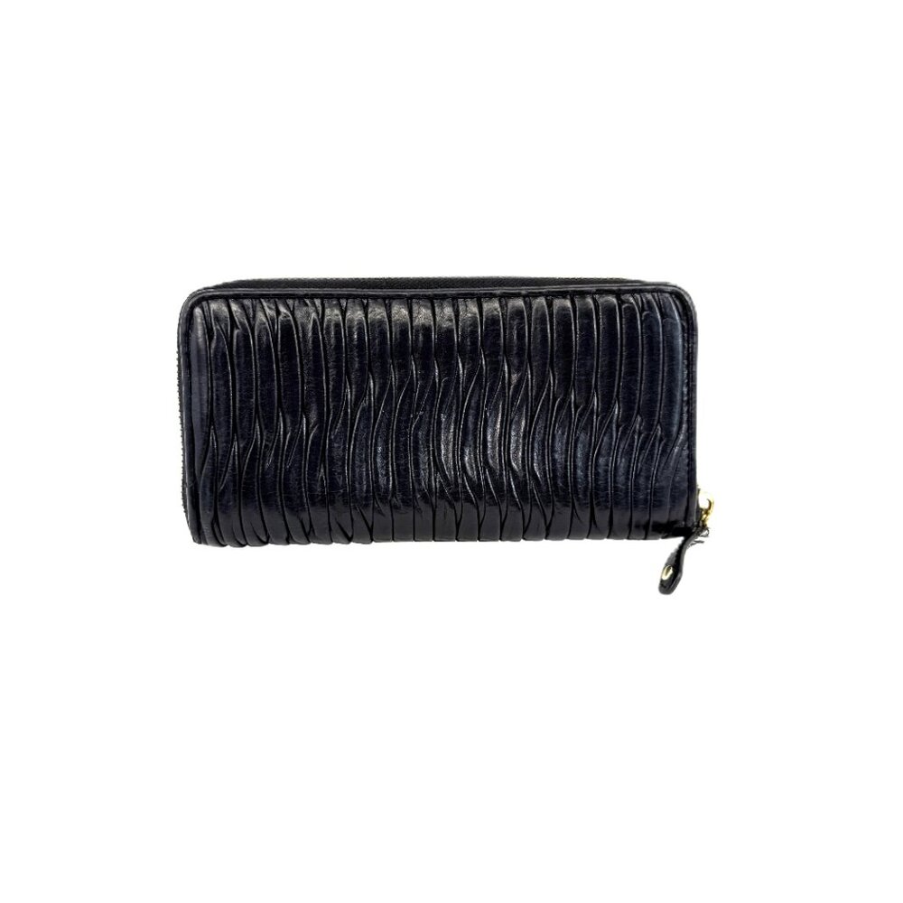 Coach Madison Gathered Leather Accordion Zip Around Wallet Black - Picture 3 of 9